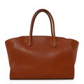 The Row Polished Saddle Calfskin Marlo 12 Tote Bag Acero