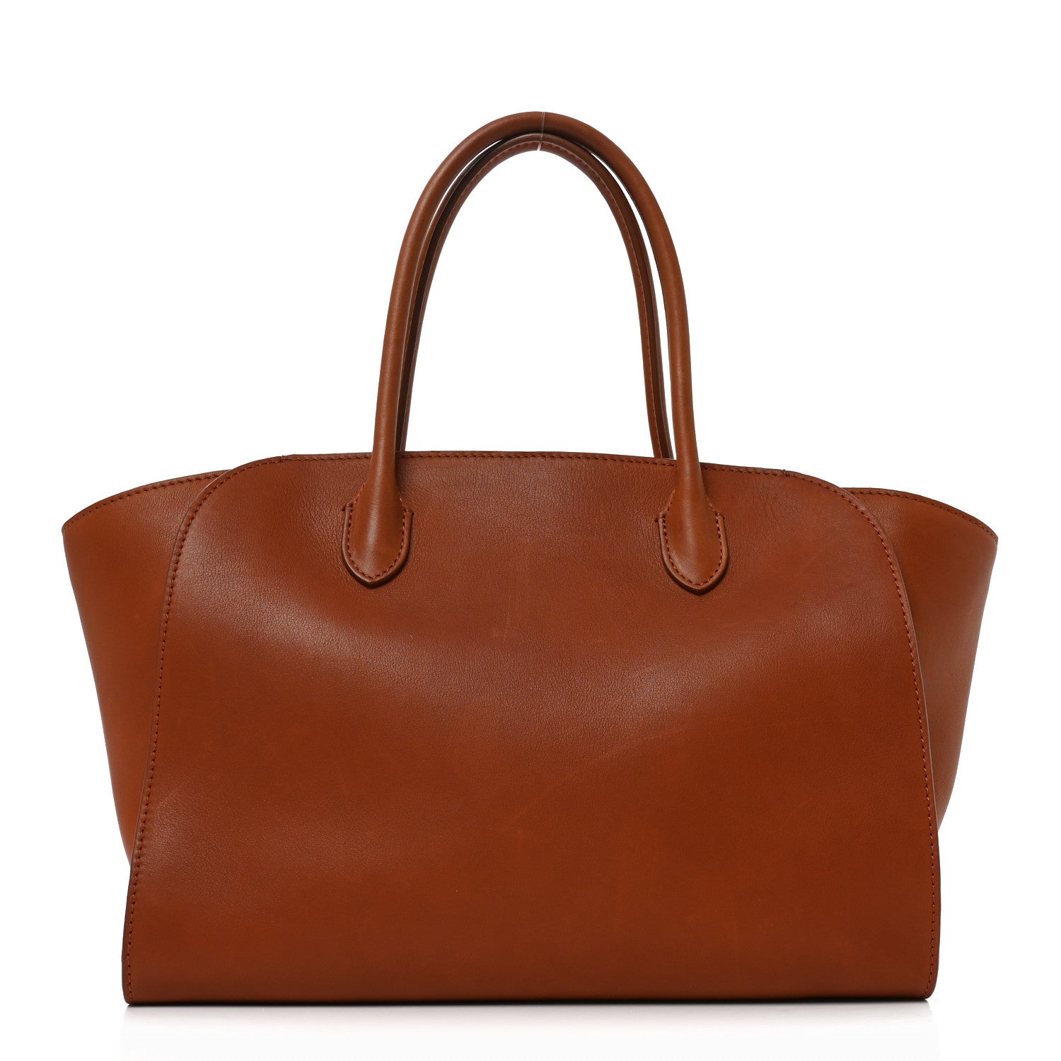 The Row Polished Saddle Calfskin Marlo 12 Tote Bag Acero