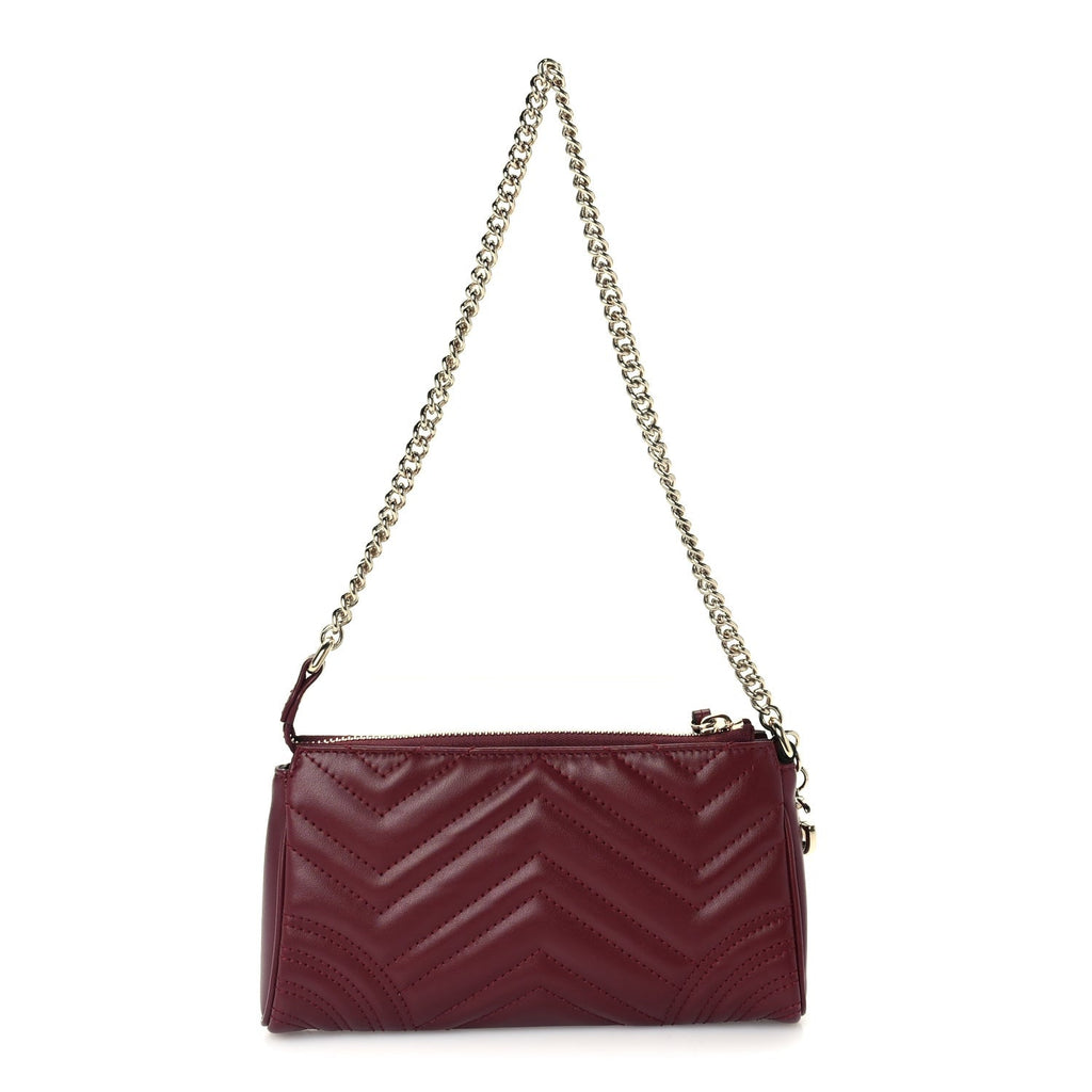 Gucci Calfskin Matelasse GG Marmont small shoulder bag Rosso Ancora