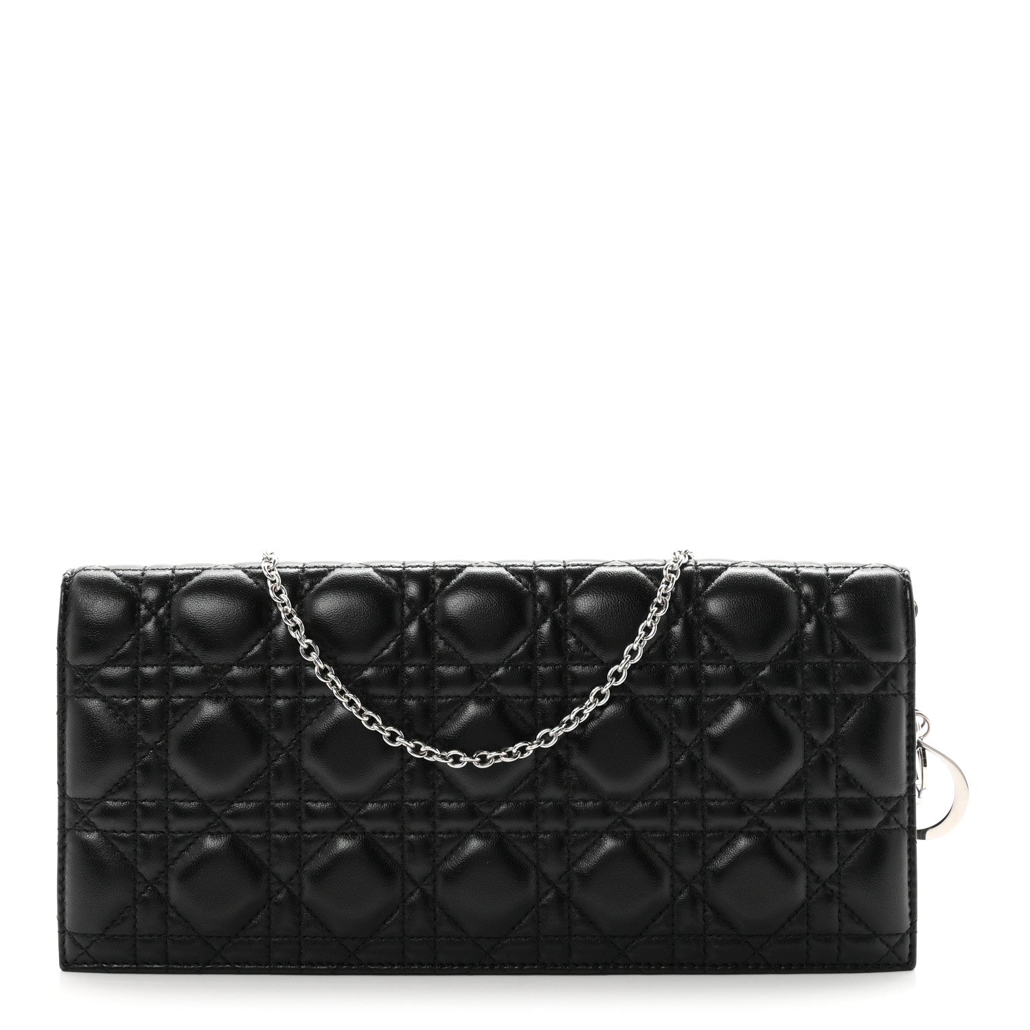 Dior Lambskin Cannage Lady Dior Convertible Clutch Black