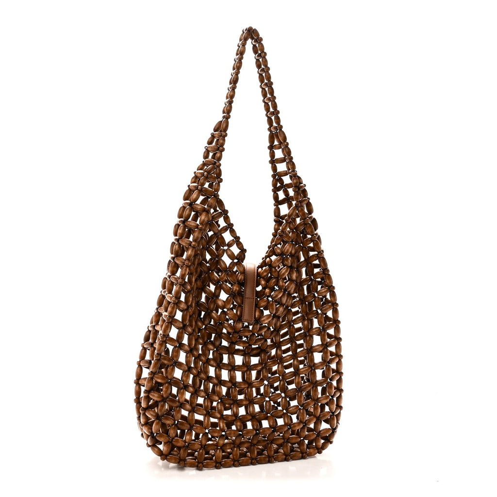 Saint Laurent Wood Bead Large Le 5 A 7 Soft Hobo Light Wood