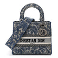 Dior Canvas Embroidered Brocart Medium Lady D-Lite Blue