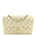 Chanel Metallic Lambskin Quilted Mini Rectangular Flap Gold