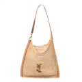Saint Laurent Raffia Calfskin Oxalis Shoulder Bag Naturale Vintage Brown