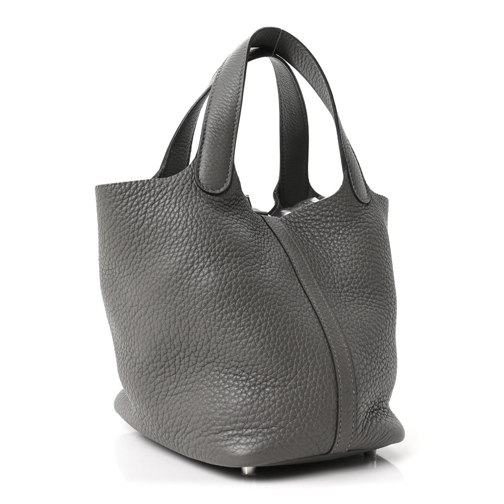 Hermès Taurillon Clemence Picotin Lock 18 PM Gris Meyer