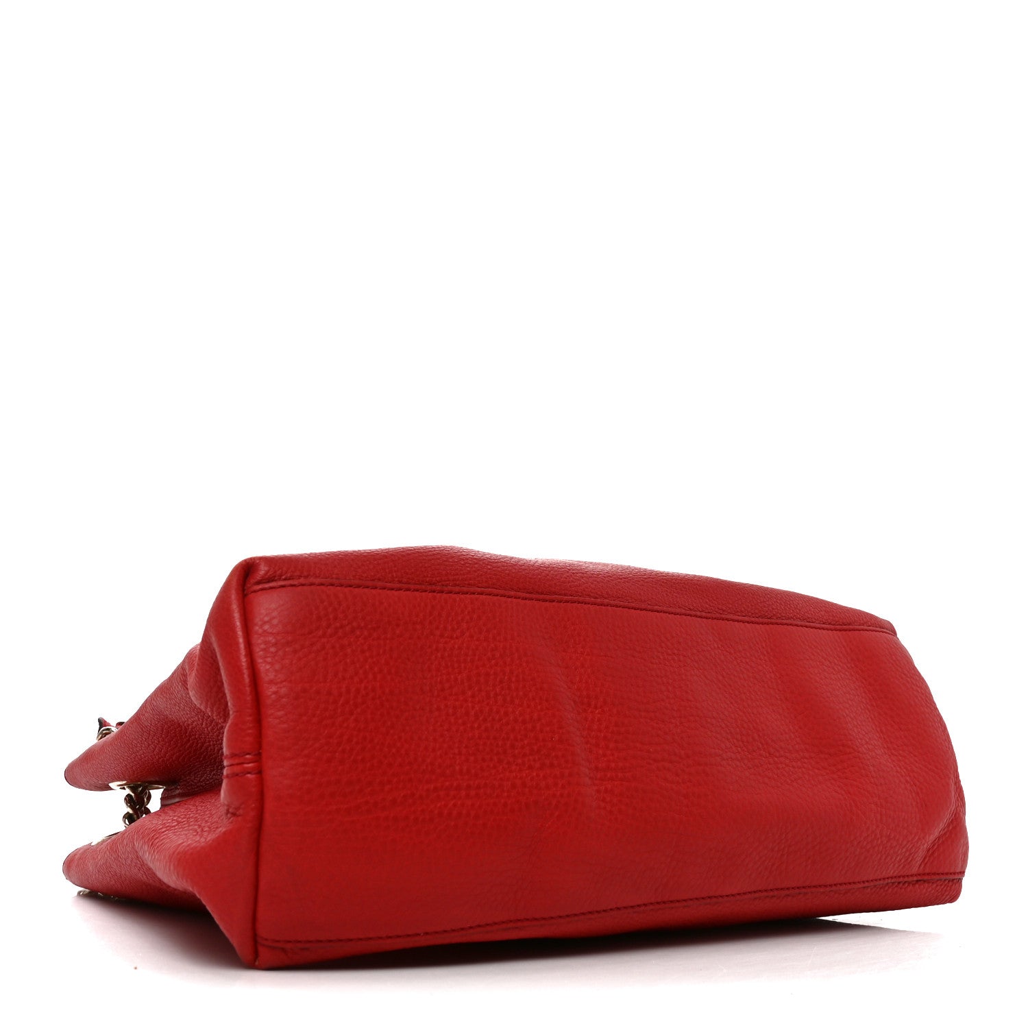 Gucci Pebbled Calfskin Medium Soho Chain Shoulder Bag Tabasco Red
