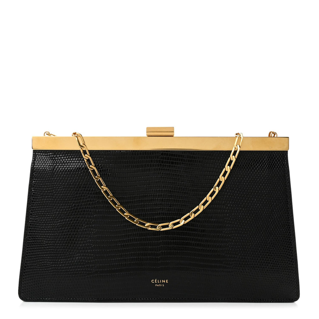Celine Lizard Mini Clasp Clutch Bag Black