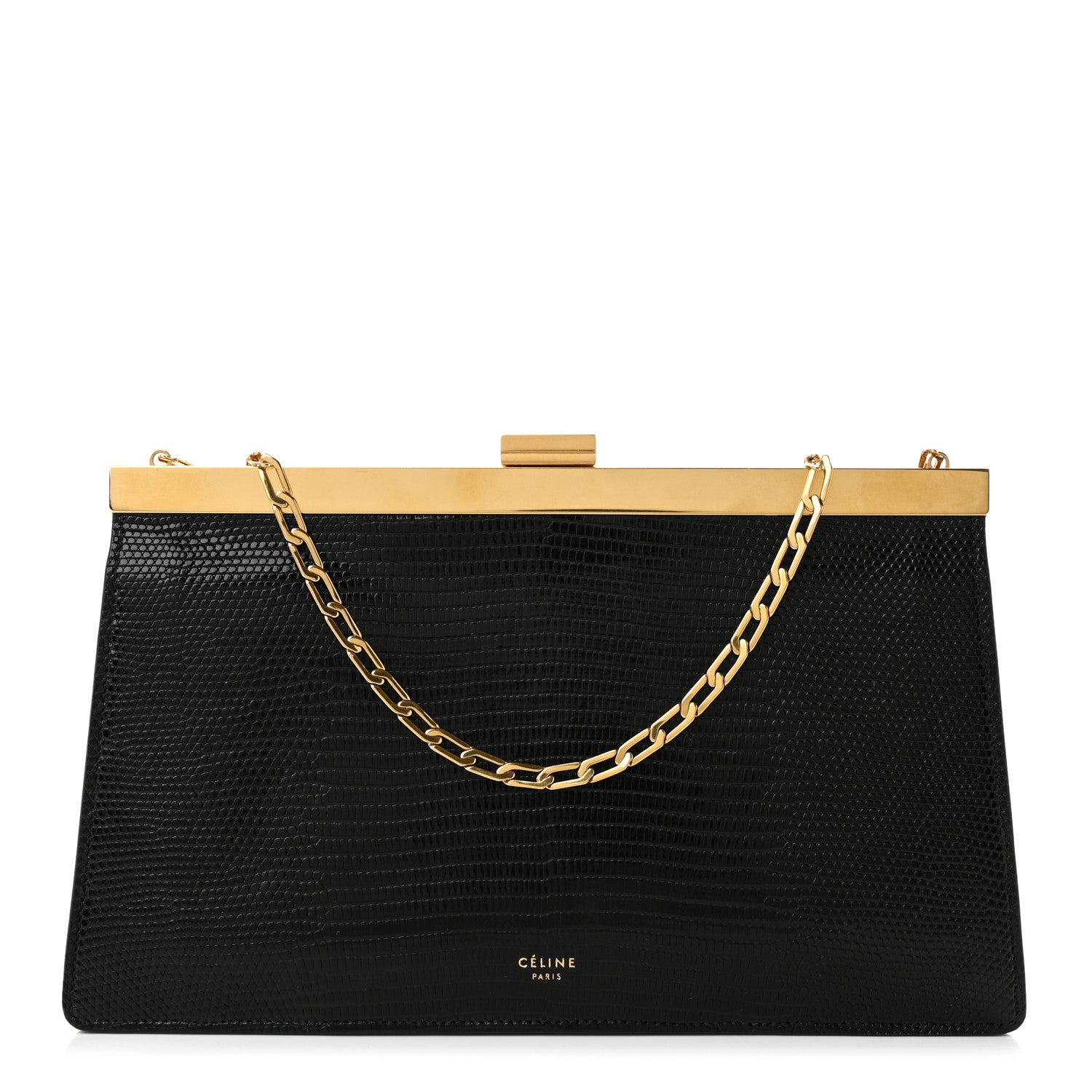 Celine Lizard Mini Clasp Clutch Bag Black