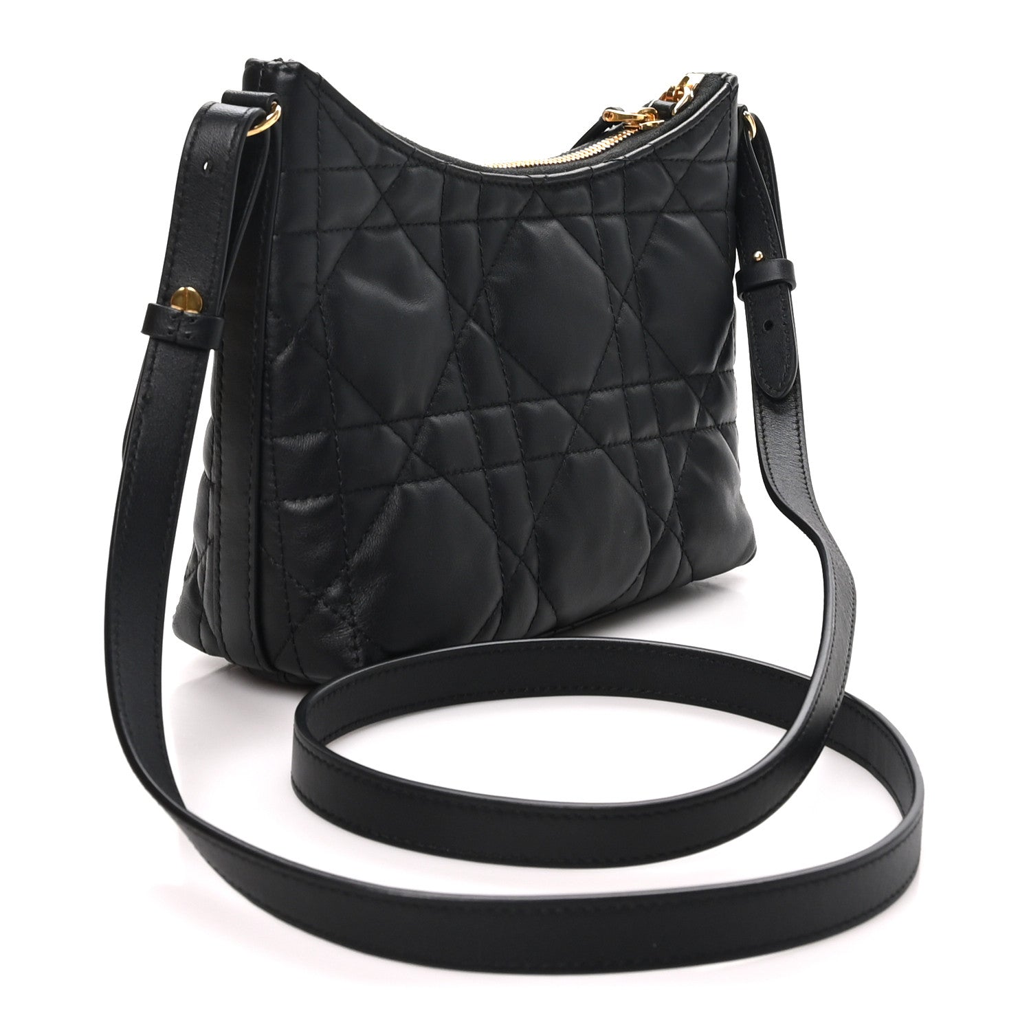 Dior Calfskin Macrocannage Miss Caro Diorling Mini Bag with Chain Black