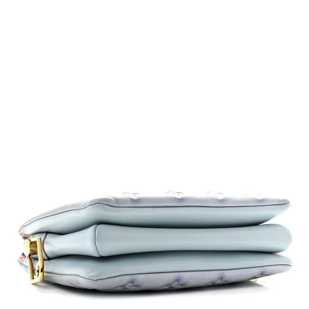 Louis Vuitton Metallic Lambskin Embossed Monogram Coussin BB Blue