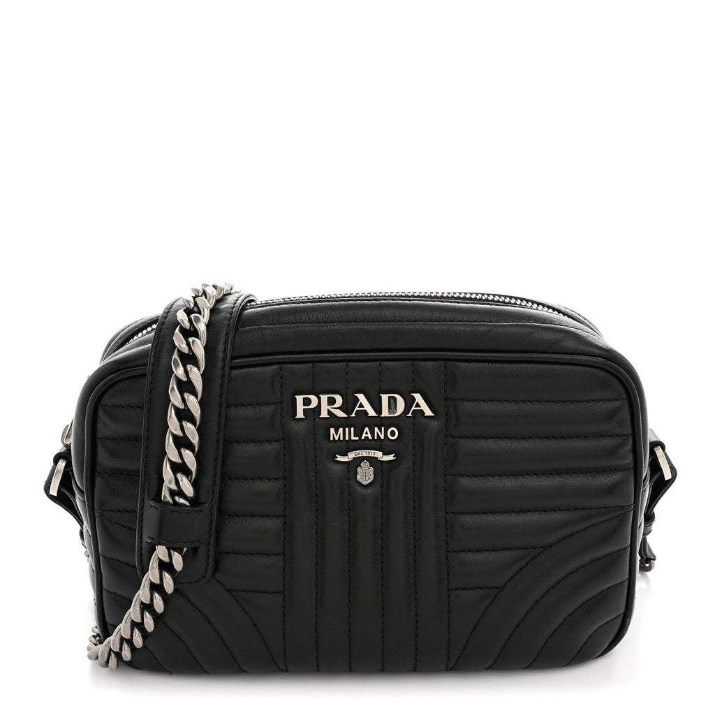 Prada Soft Calfskin Diagramme Camera Bag Black
