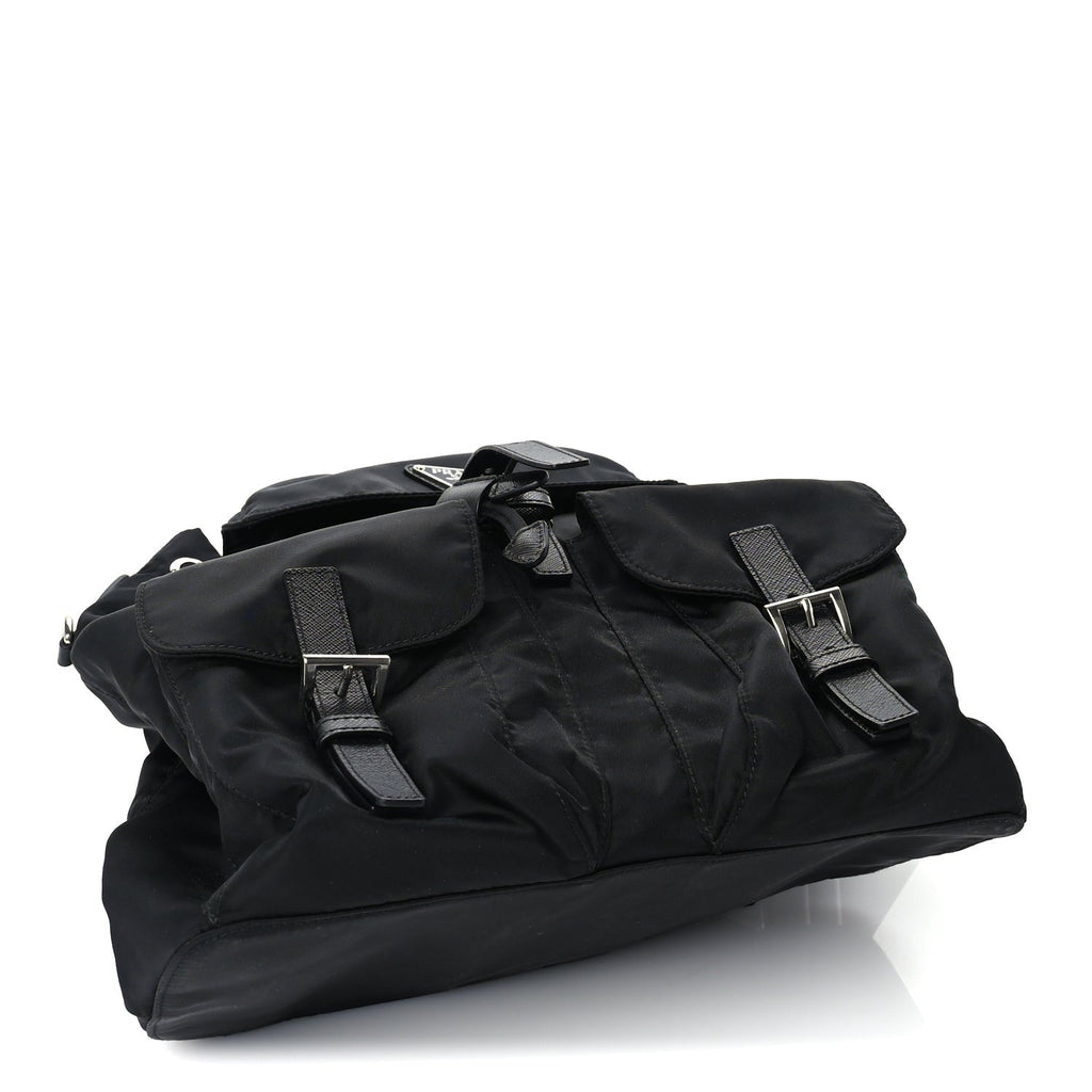 Prada Re-Nylon Vela Saffiano Medium Backpack Black
