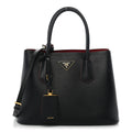 Prada Saffiano Cuir Small Double Bag Black Fuoco