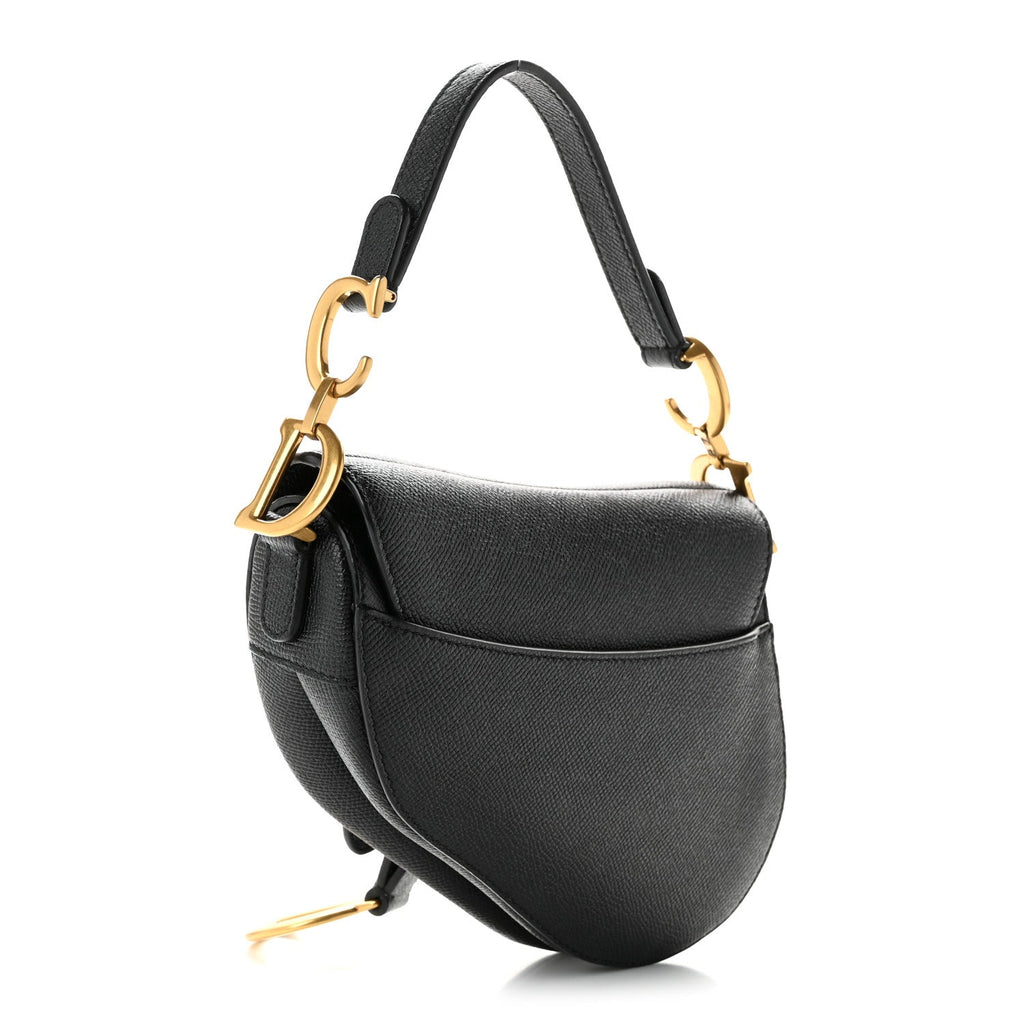 Dior Grained Calfskin Mini Saddle Bag Black