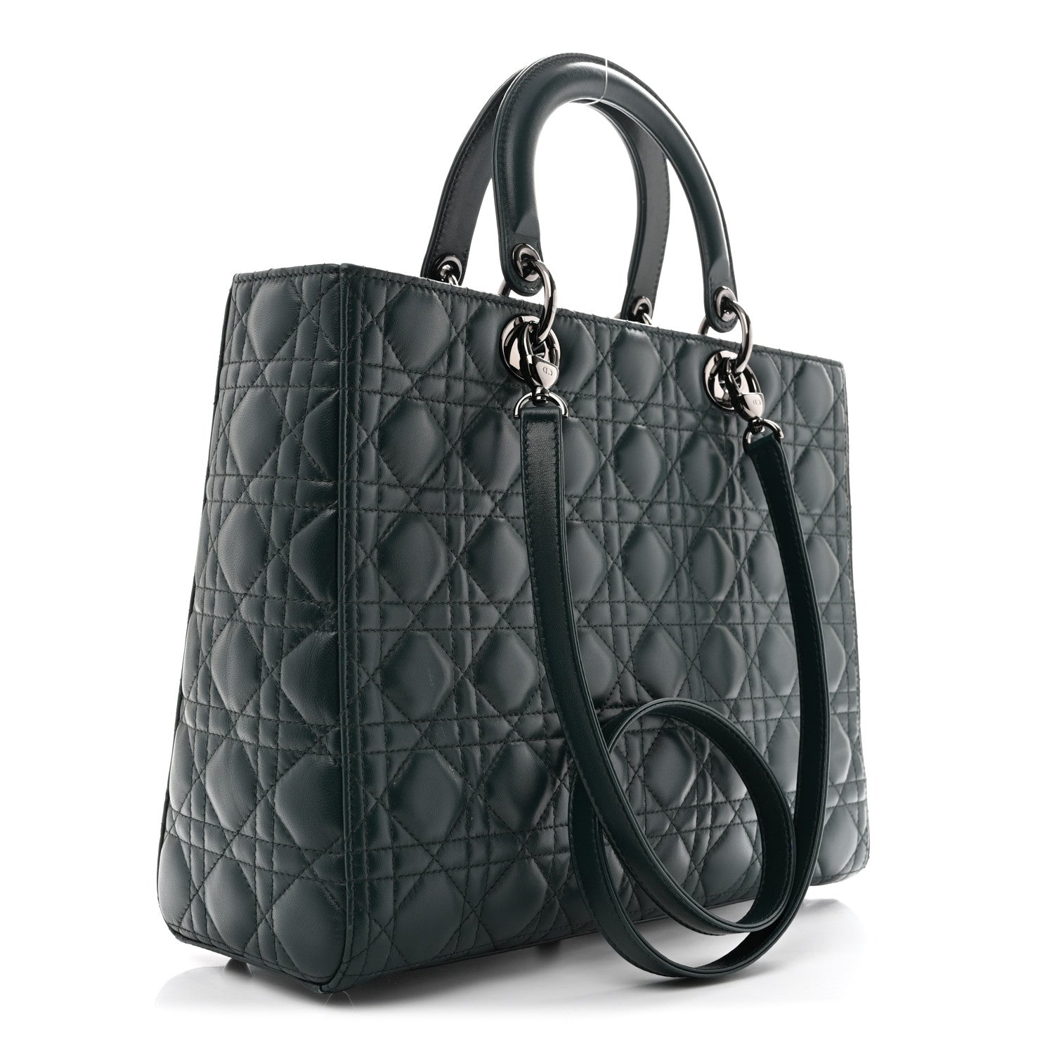 Dior Lambskin Cannage Large Lady Dior Dark Green