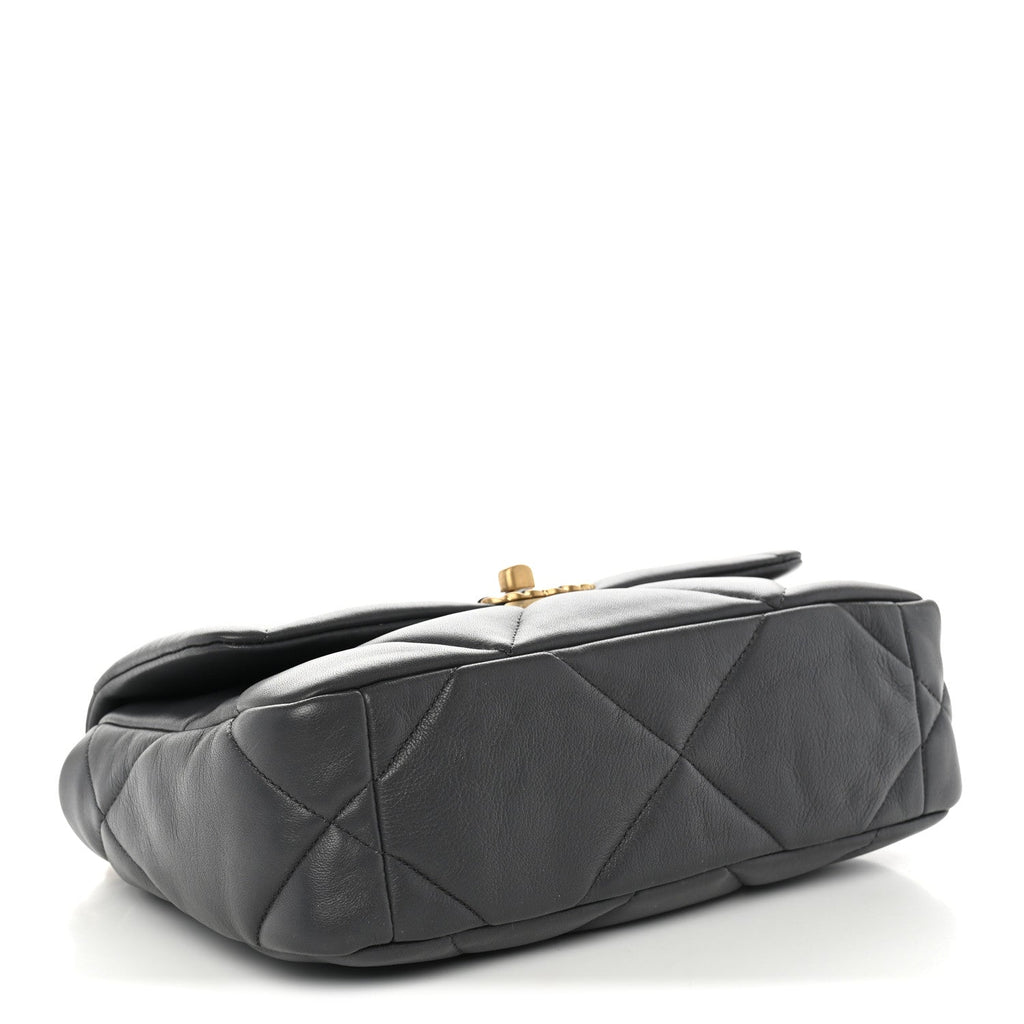 Chanel Lambskin Quilted Medium Chanel 19 Flap Dark Grey