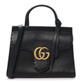 Gucci Calfskin Small GG Marmont Top Handle Bag Black