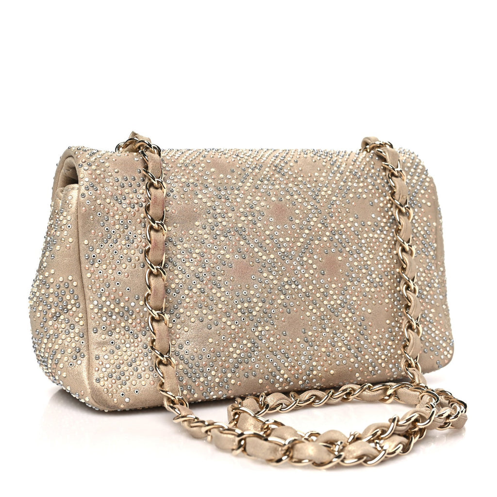 Chanel Iridescent Calfskin Studded Mini Flap Gold