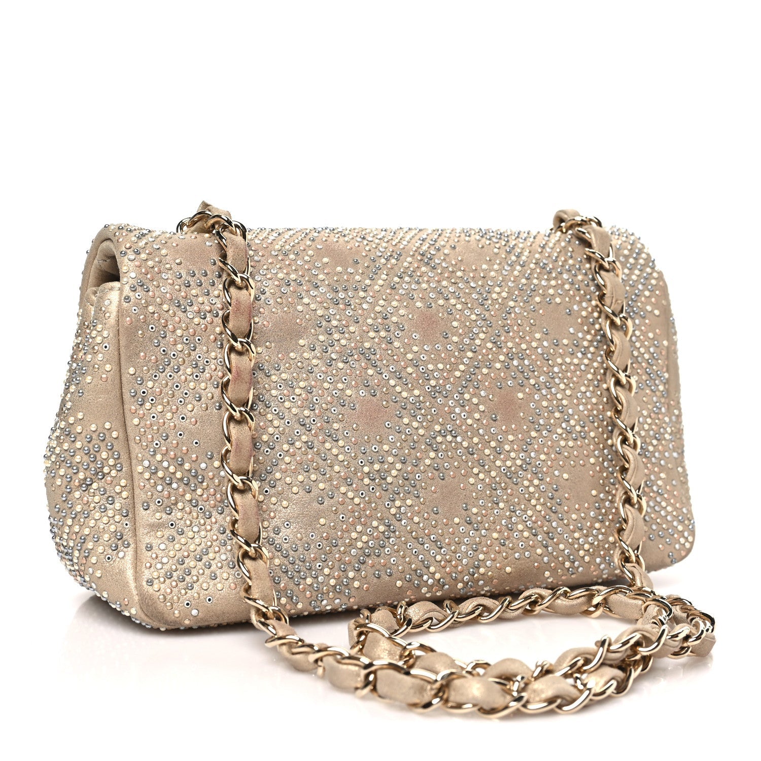 Chanel Iridescent Calfskin Studded Mini Flap Gold