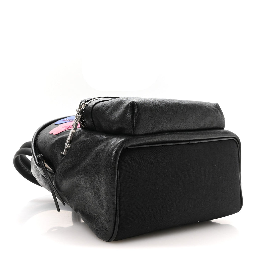 Saint Laurent Sheepskin Love Appliqué Mini City Backpack Black