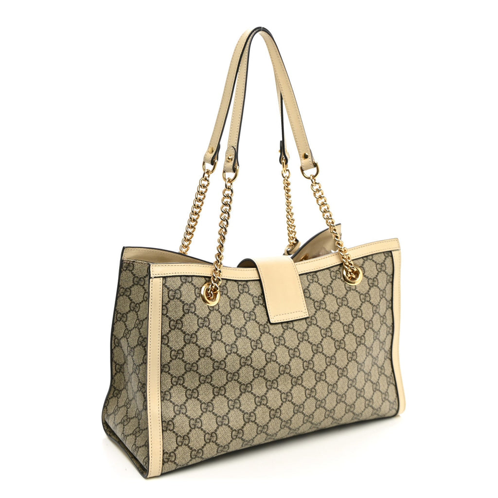 Gucci GG Supreme Monogram Medium Padlock Tote White