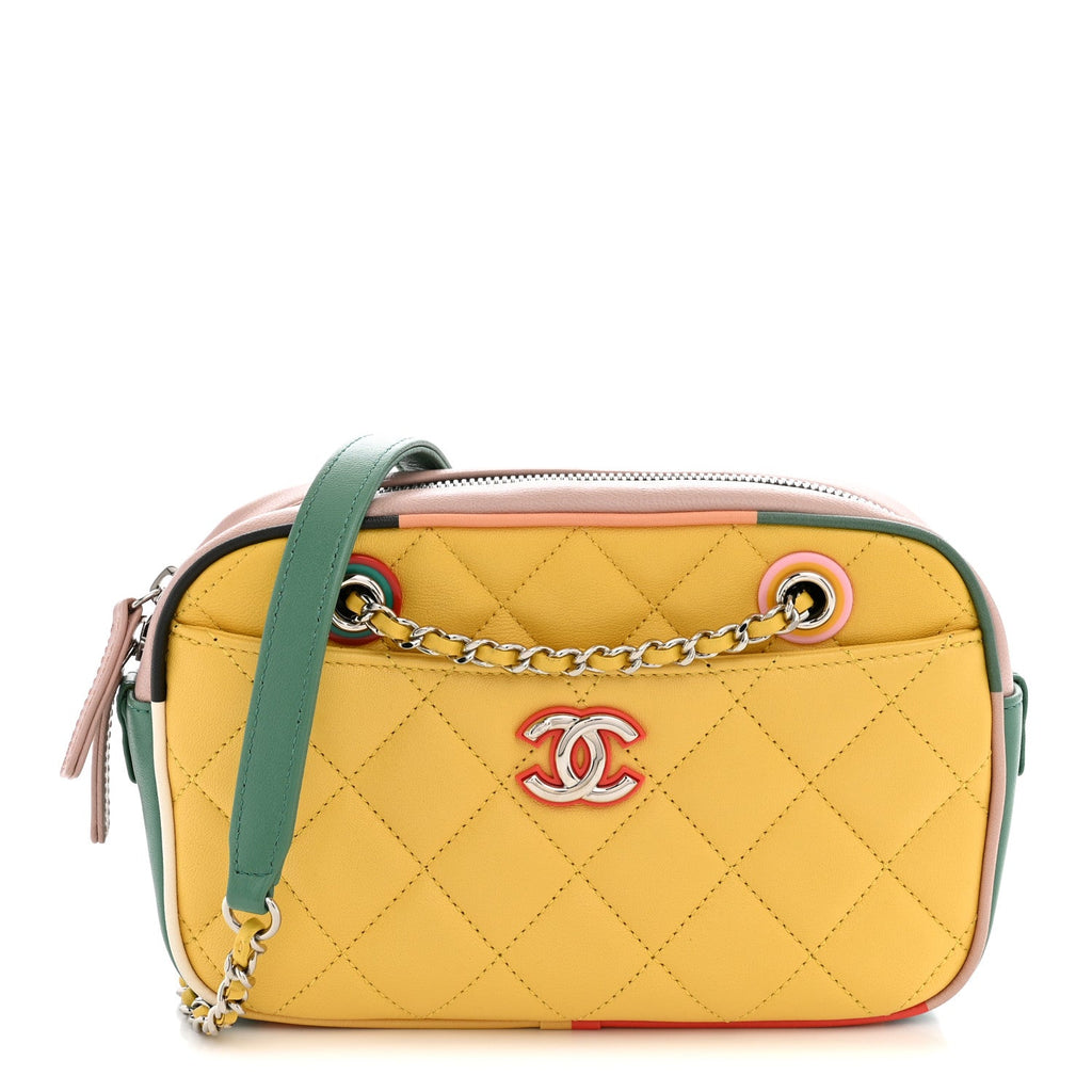 Chanel Calfskin Quilted Cuba Camera Bag Yellow Multicolor