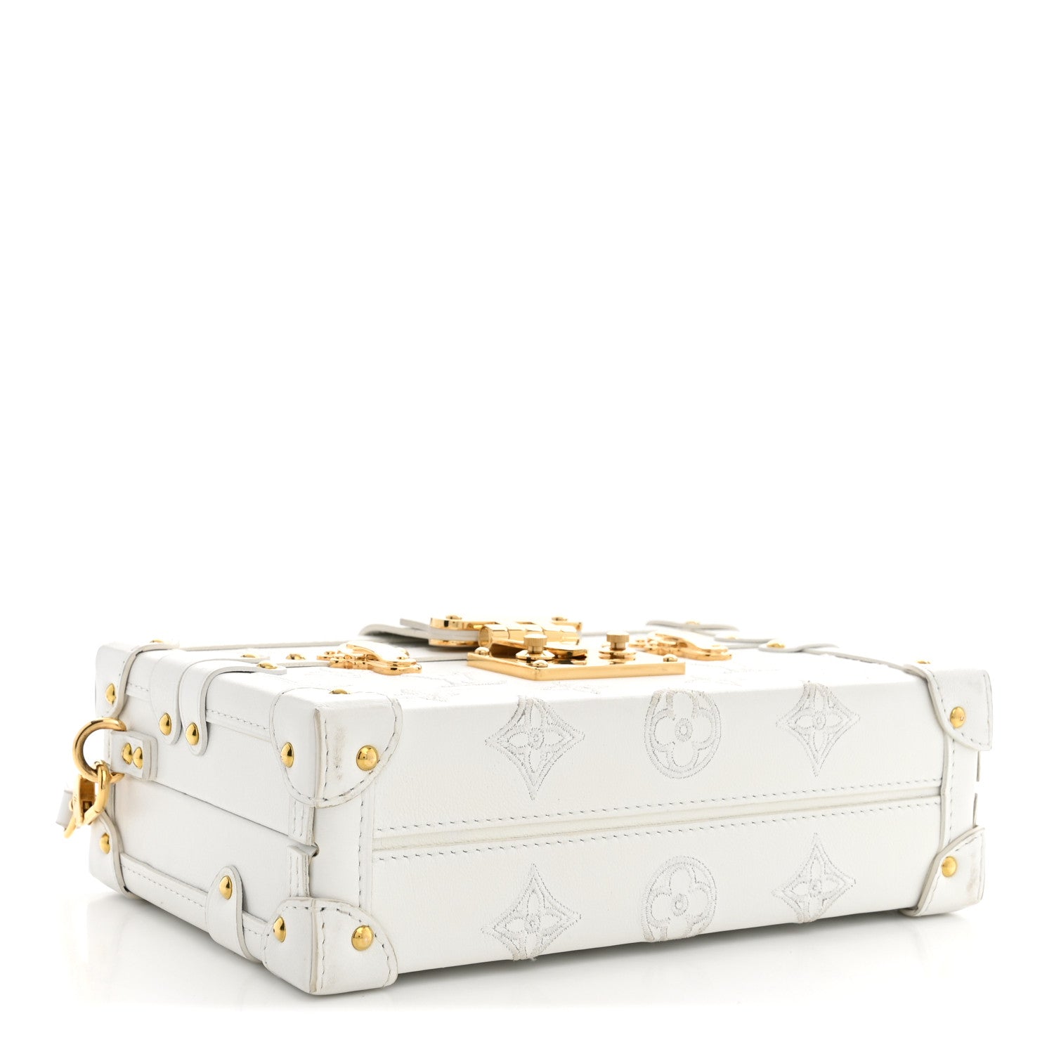 Louis Vuitton Calfskin Monogram Embroidered Petite Malle White