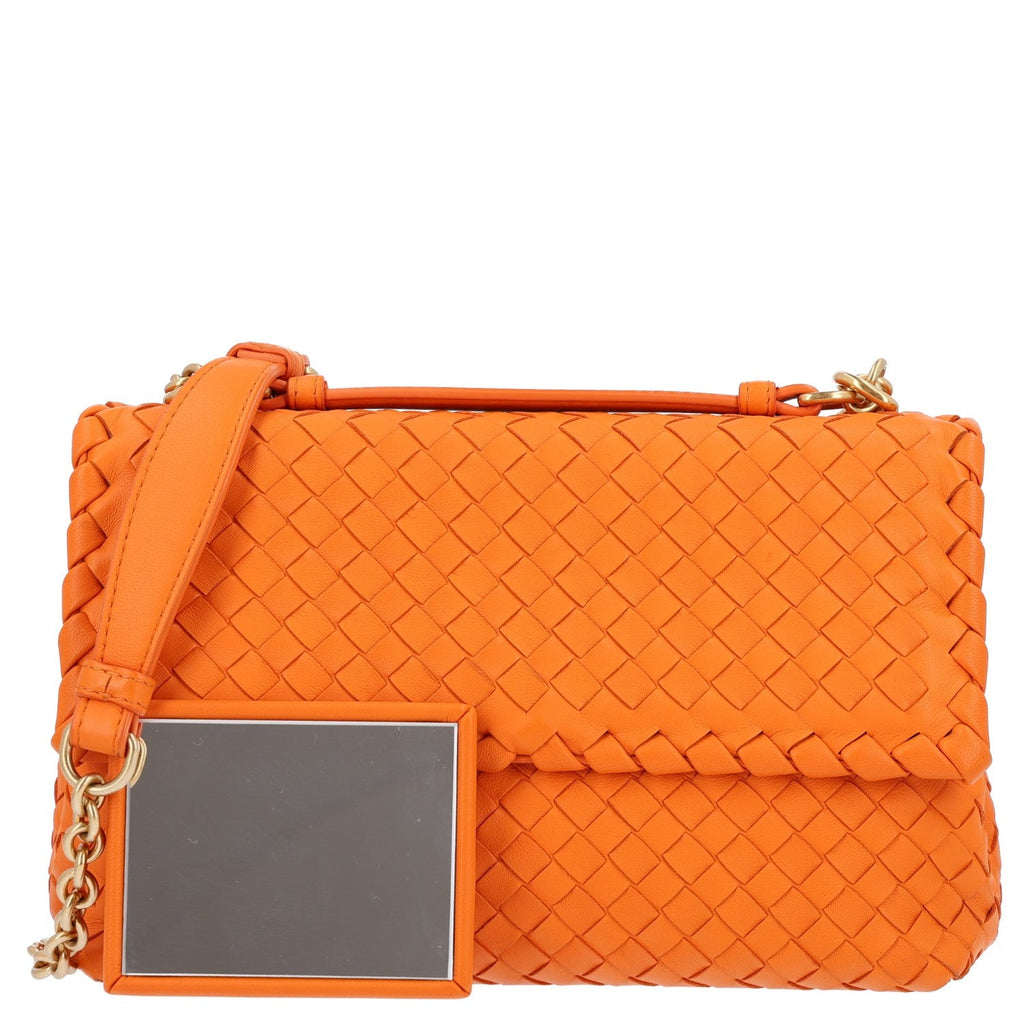 Bottega Veneta Nappa Intrecciato Baby Olimpia Shoulder Bag Orange