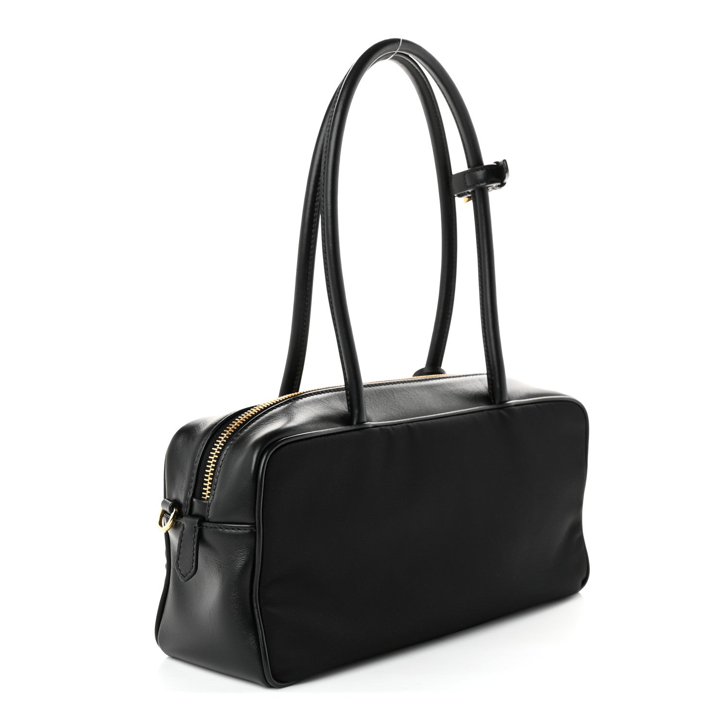 Prada Re-Nylon Vitello Small Top Handle Padlock Bag Black