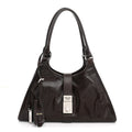 Prada Glossy Calfskin Medium Tote Bag Dark Brown front view
