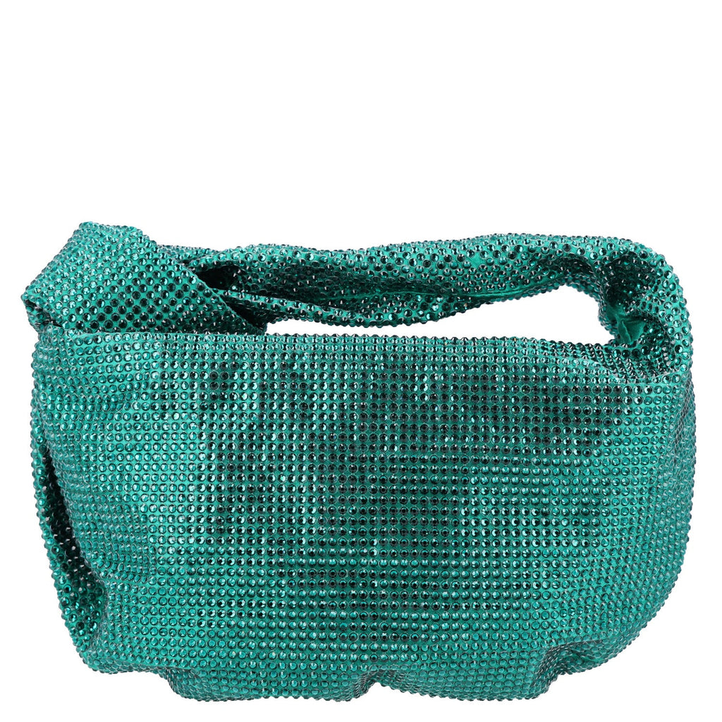 Bottega Veneta Crystal Embellished Satin Mini Hotfix Jodie Emerald