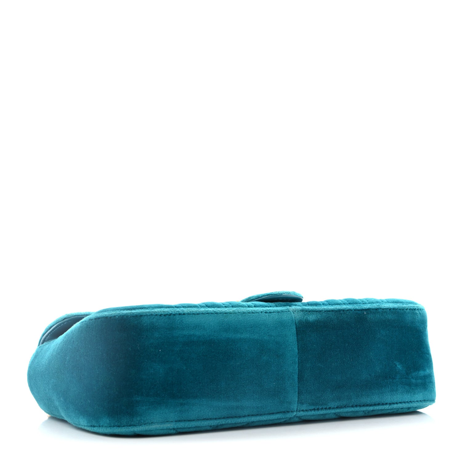 Gucci Velvet Matelasse Small GG Marmont Shoulder Bag Pavone Cyan