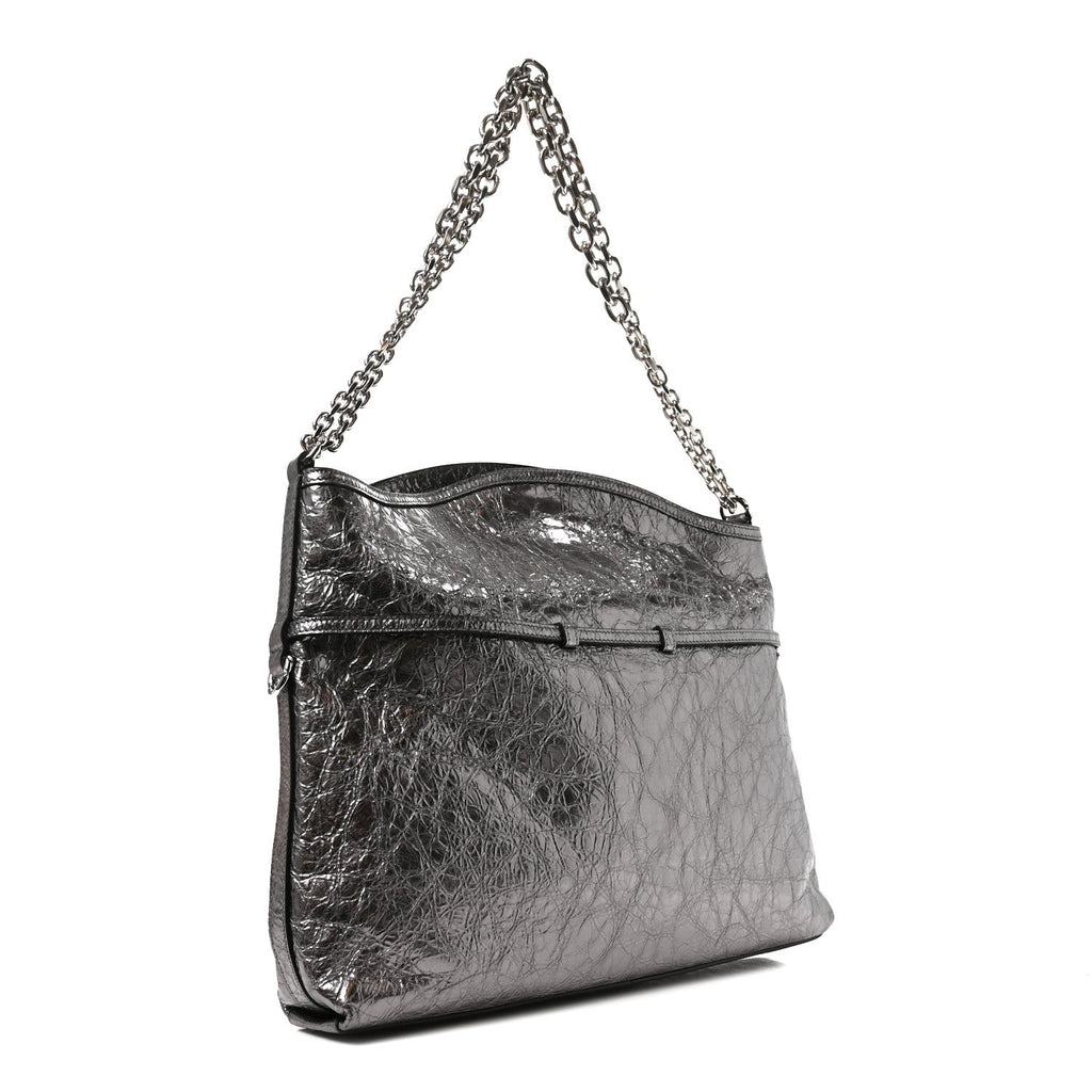 Givenchy Metallic Calfskin Medium Voyou Bag Silver