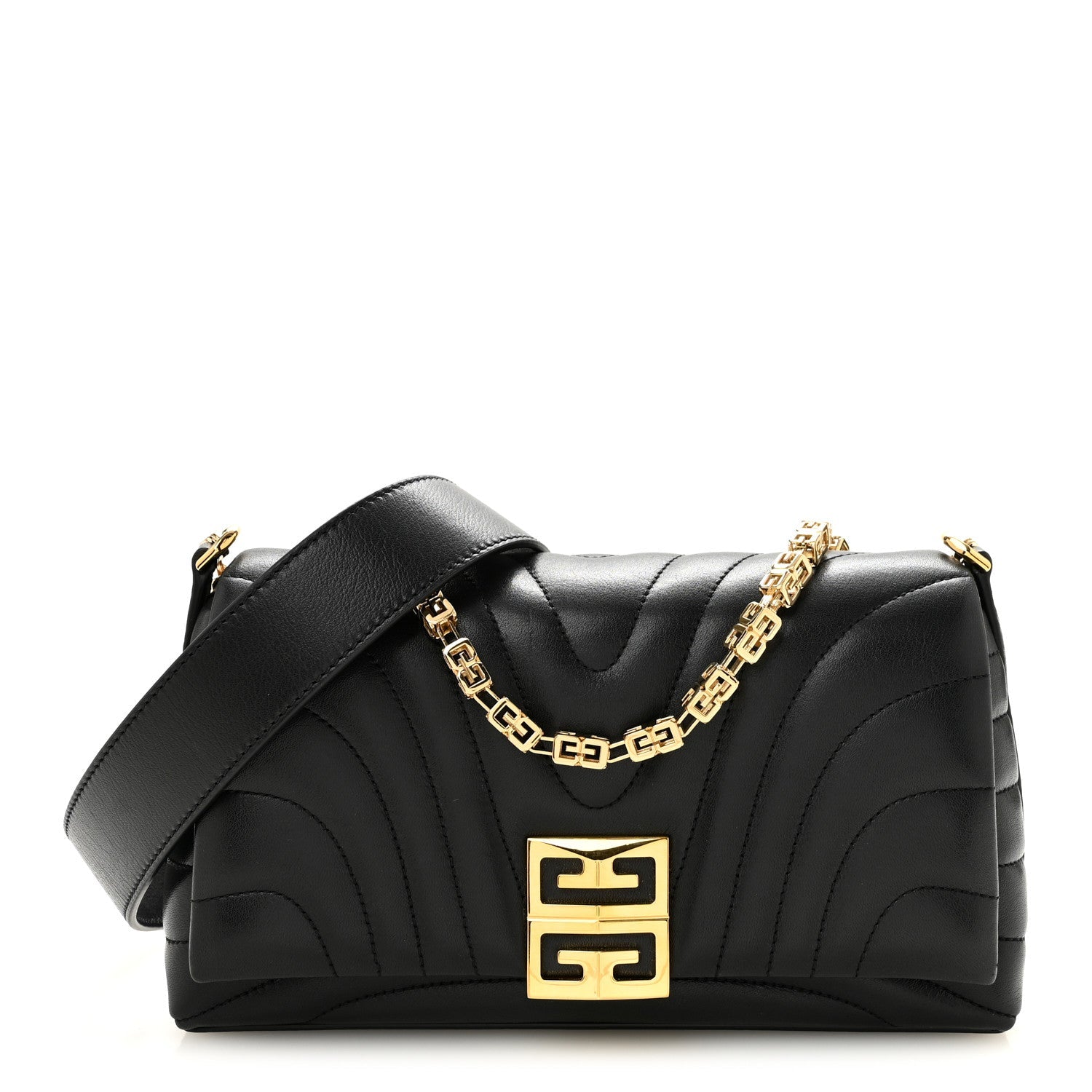 Givenchy 4G Quilted Small Shoulder Bag Black front view