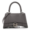 Balenciaga Shiny Box Calfskin Small Hourglass Top Handle Bag Dark Grey