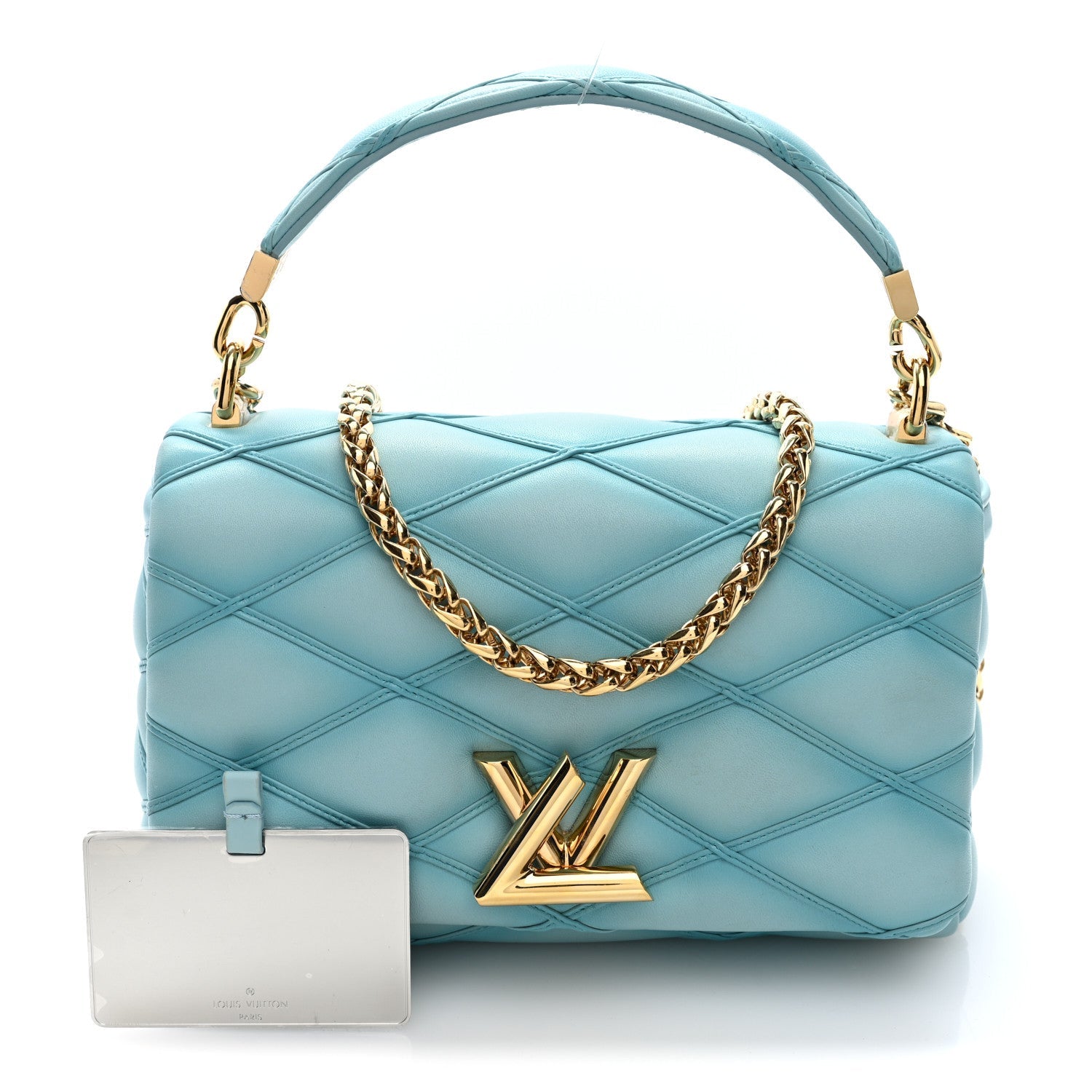 Louis Vuitton Lambskin Malletage Top Handle GO-14 MM Lagoon