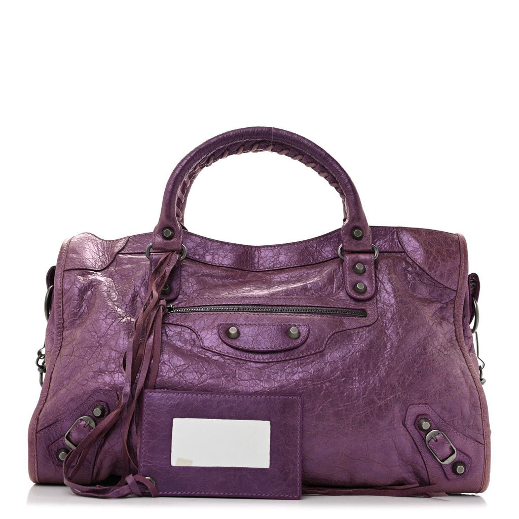 Balenciaga Agneau Classic Hardware City Metallic Purple