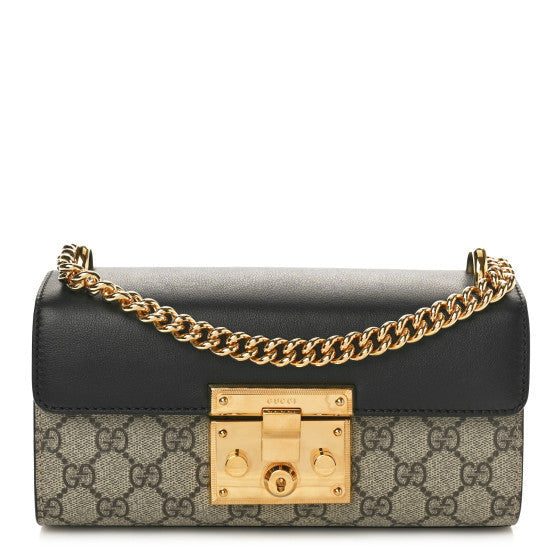 Gucci GG Supreme Monogram Calfskin Padlock Mini Shoulder Bag Brown
