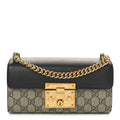 Gucci GG Supreme Monogram Calfskin Padlock Mini Shoulder Bag Brown