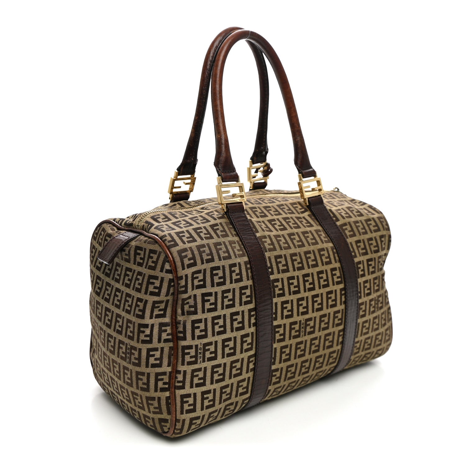 Fendi Zucchino Vitello Boston Mogano Panna Bruciato