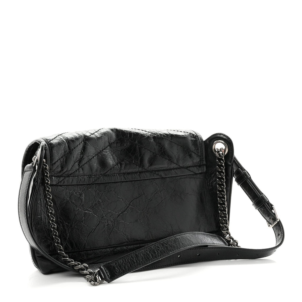 Saint Laurent Crinkled Calfskin Matelasse Monogram Niki Body Bag Black