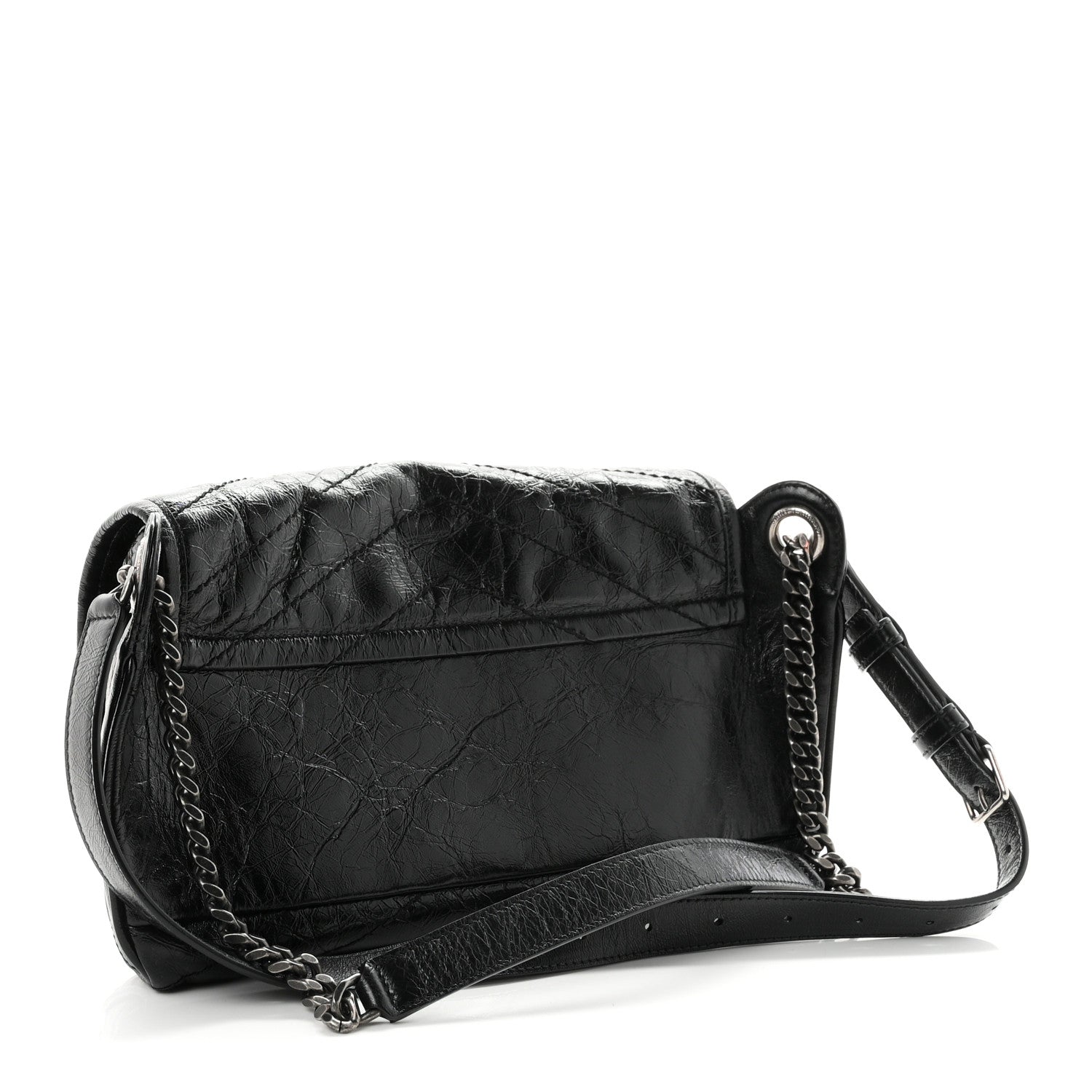 Saint Laurent Crinkled Calfskin Matelasse Monogram Niki Body Bag Black