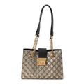 Gucci GG Supreme Monogram Bees Small Padlock Tote Beige Oro Black