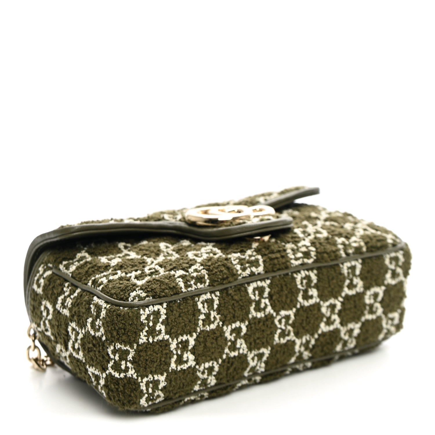 Gucci Tweed GG Monogram Mini GG Marmont Shoulder Bag Green
