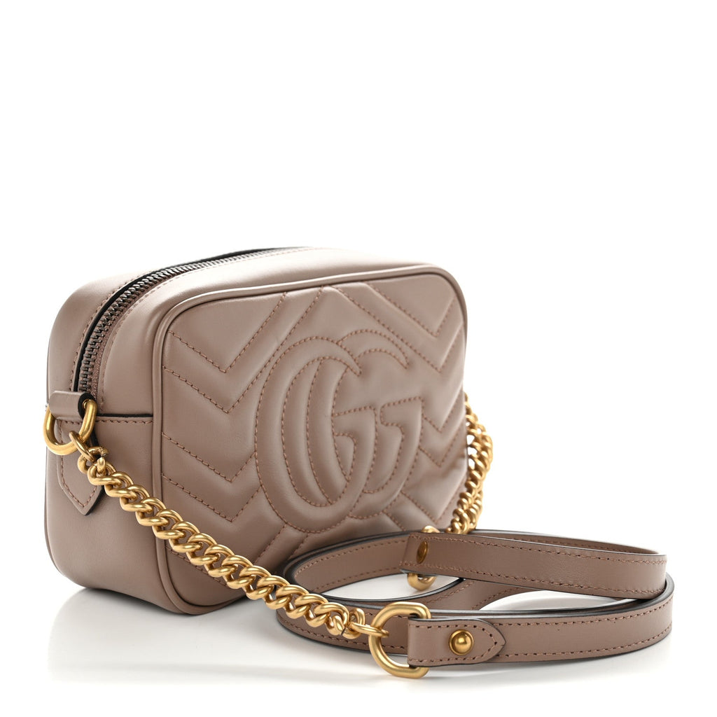 Gucci Calfskin Matelasse Mini GG Marmont Camera Bag Porcelain Rose