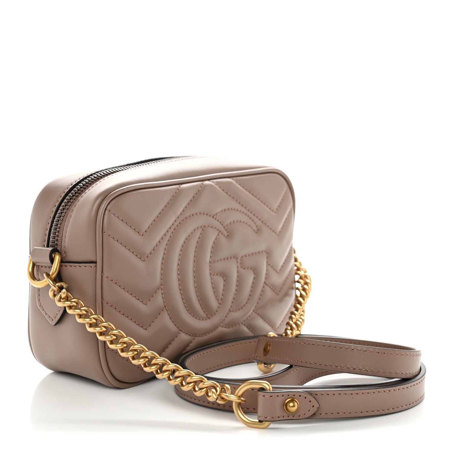 Gucci Calfskin Matelasse Mini GG Marmont Camera Bag Porcelain Rose