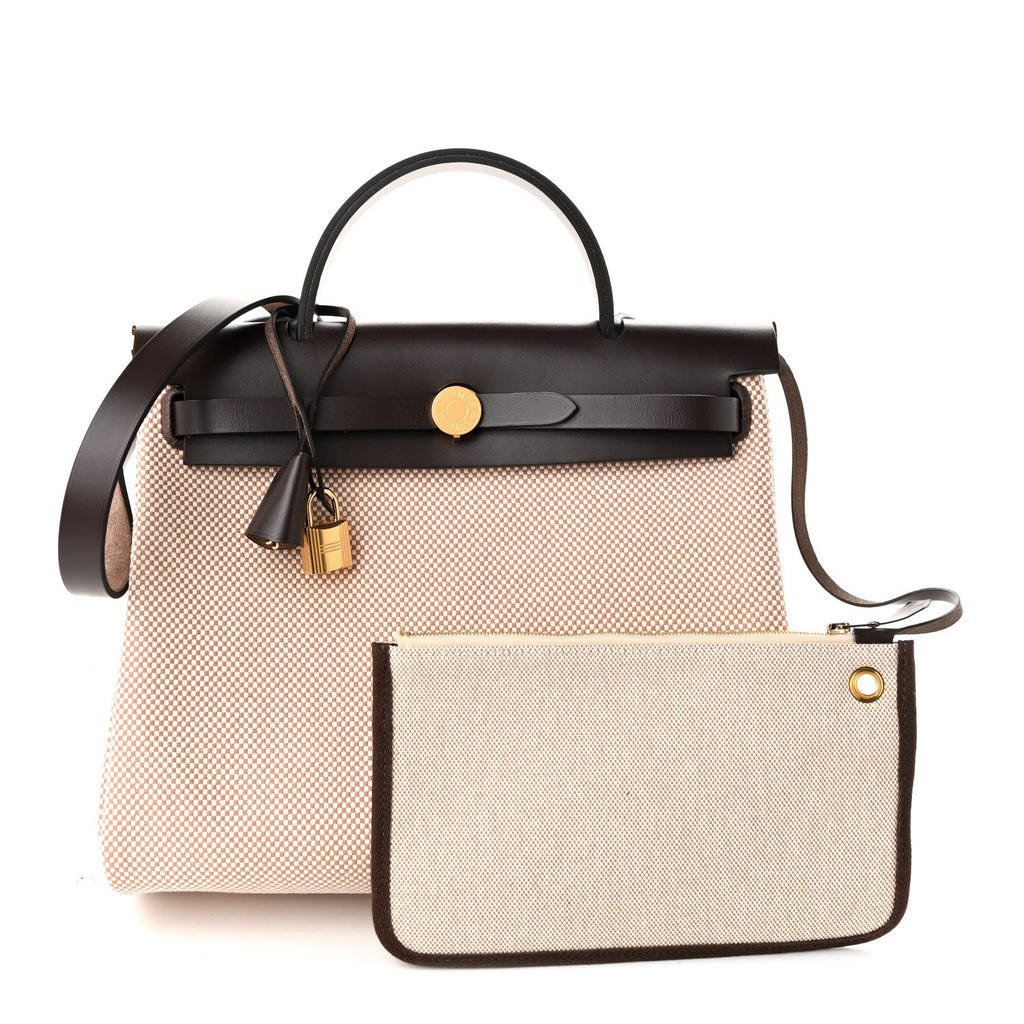 Hermès Vache Hunter Criss Viking Herbag Zip Retourne 31 PM Ebene Ecru Beige