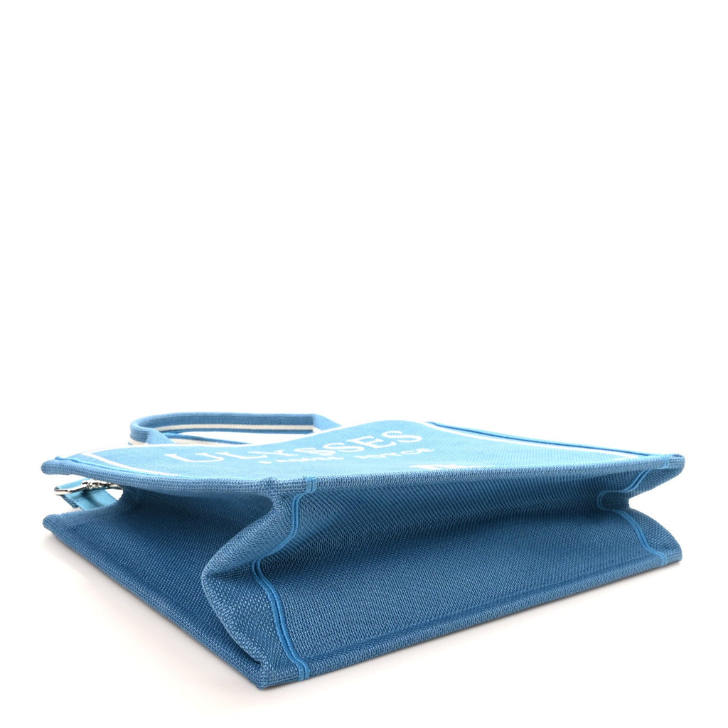Dior Canvas Embroidered Medium Ulysses Book Tote Blue