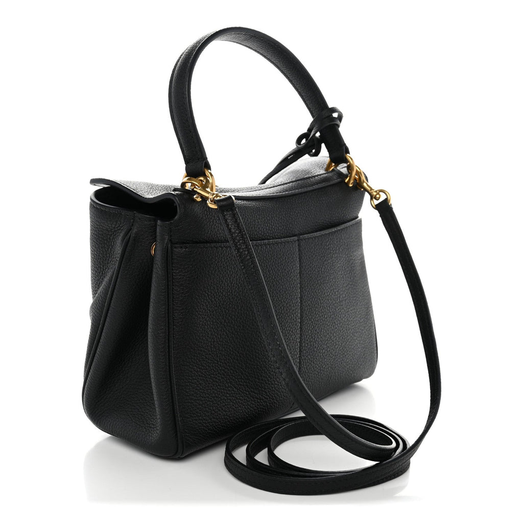 Balenciaga Natural Smooth Calfskin Mini Rodeo Top Handle Handbag Black
