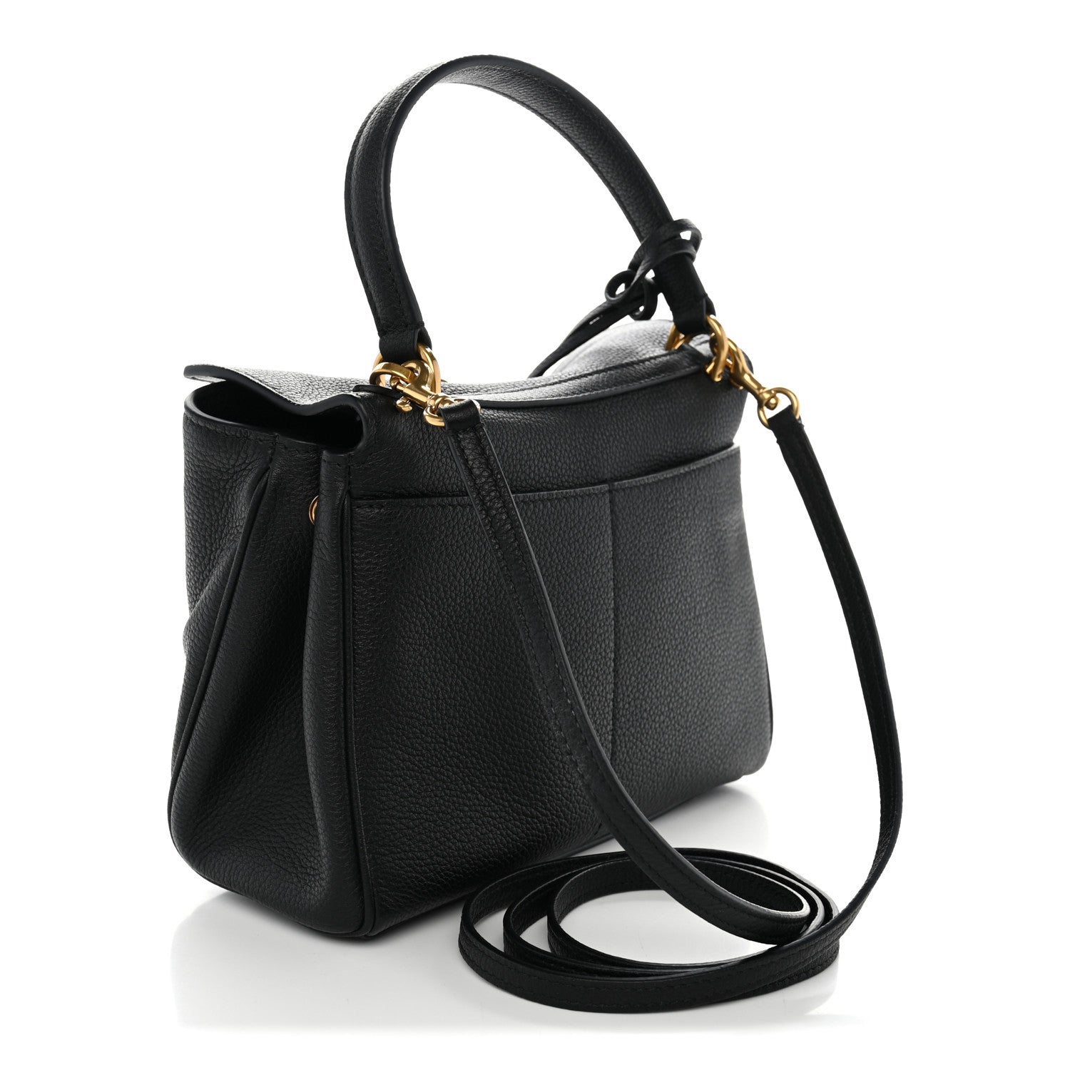 Balenciaga Natural Smooth Calfskin Mini Rodeo Top Handle Handbag Black